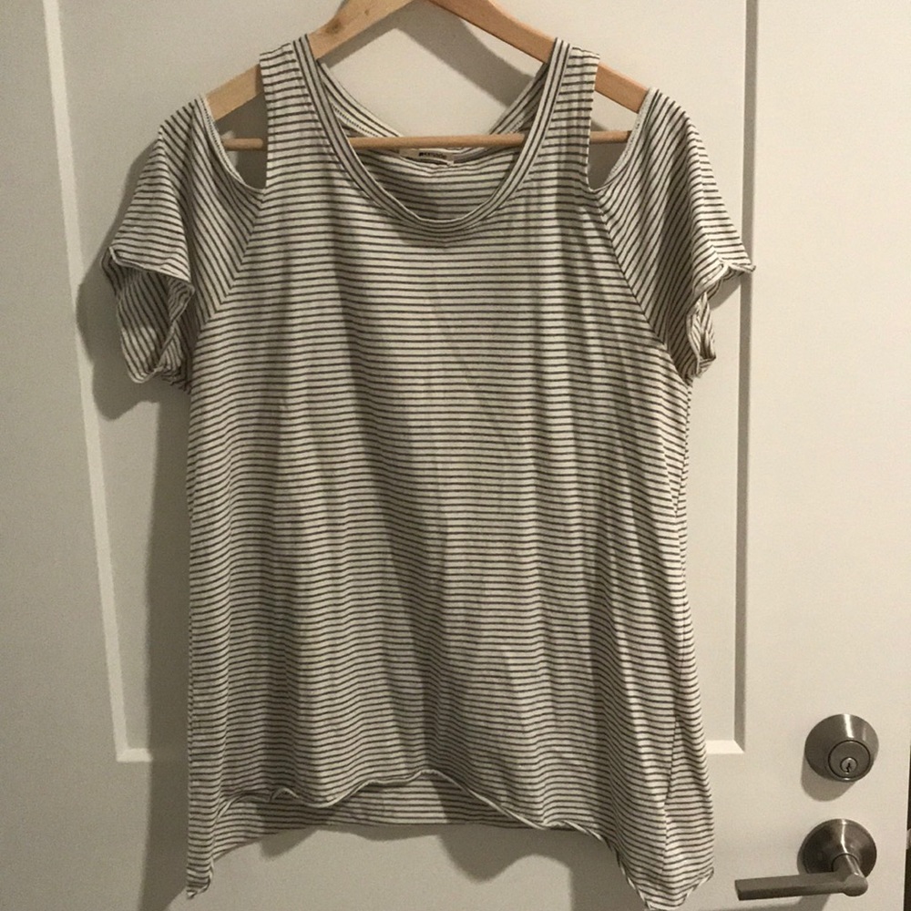 LAmade Striped cold shoulder tee
